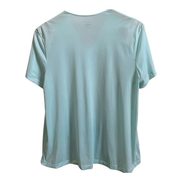 Vintage 80s Vanity Fair Nylon Pajama Set M Blue Buttons Short Sleeve Long Pants - Picture 10 of 12